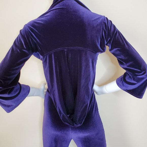 Chic Twist Velvet Purple Hooded Long Sleeve Top w/ Skinny Fit Pants SZ S - Picture 6 of 10